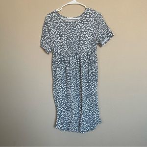 blue and white maternity dress